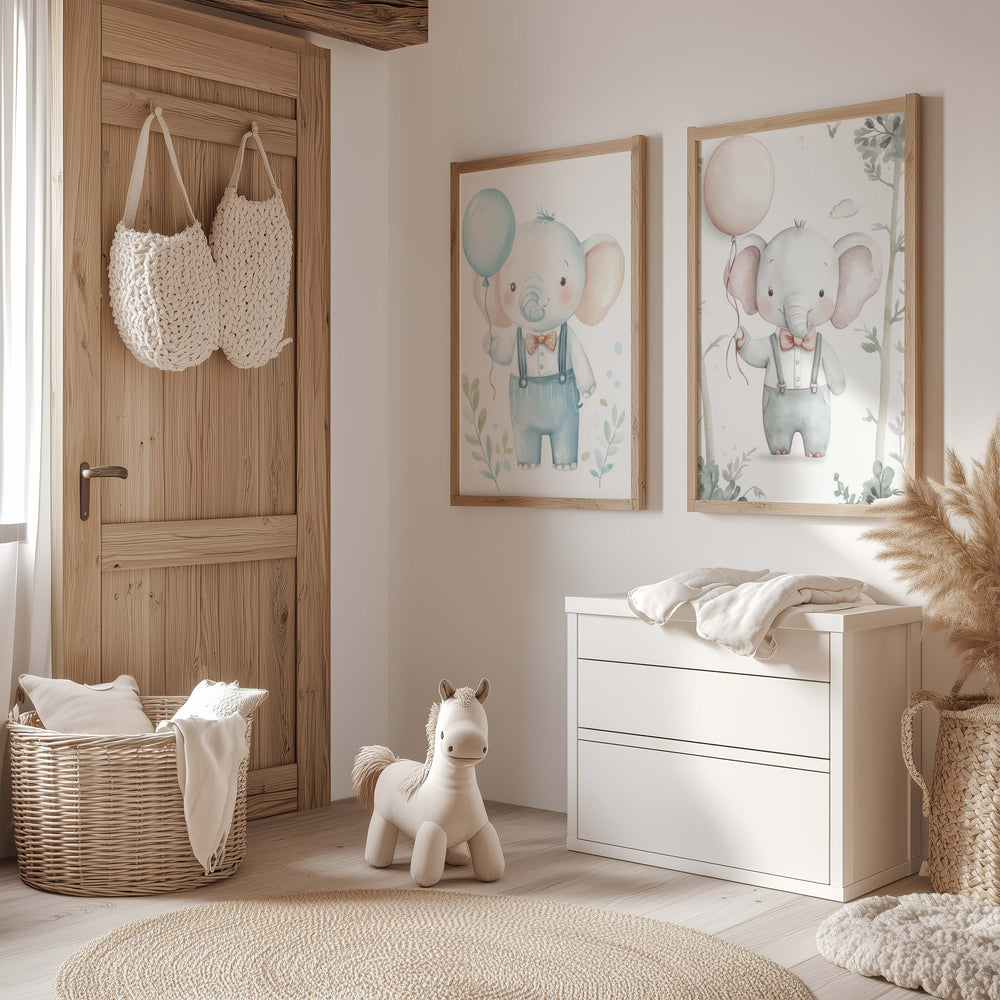 Pôster Elefante Aquarela para Quarto de Bebê - Decoração Infantil sem Moldura