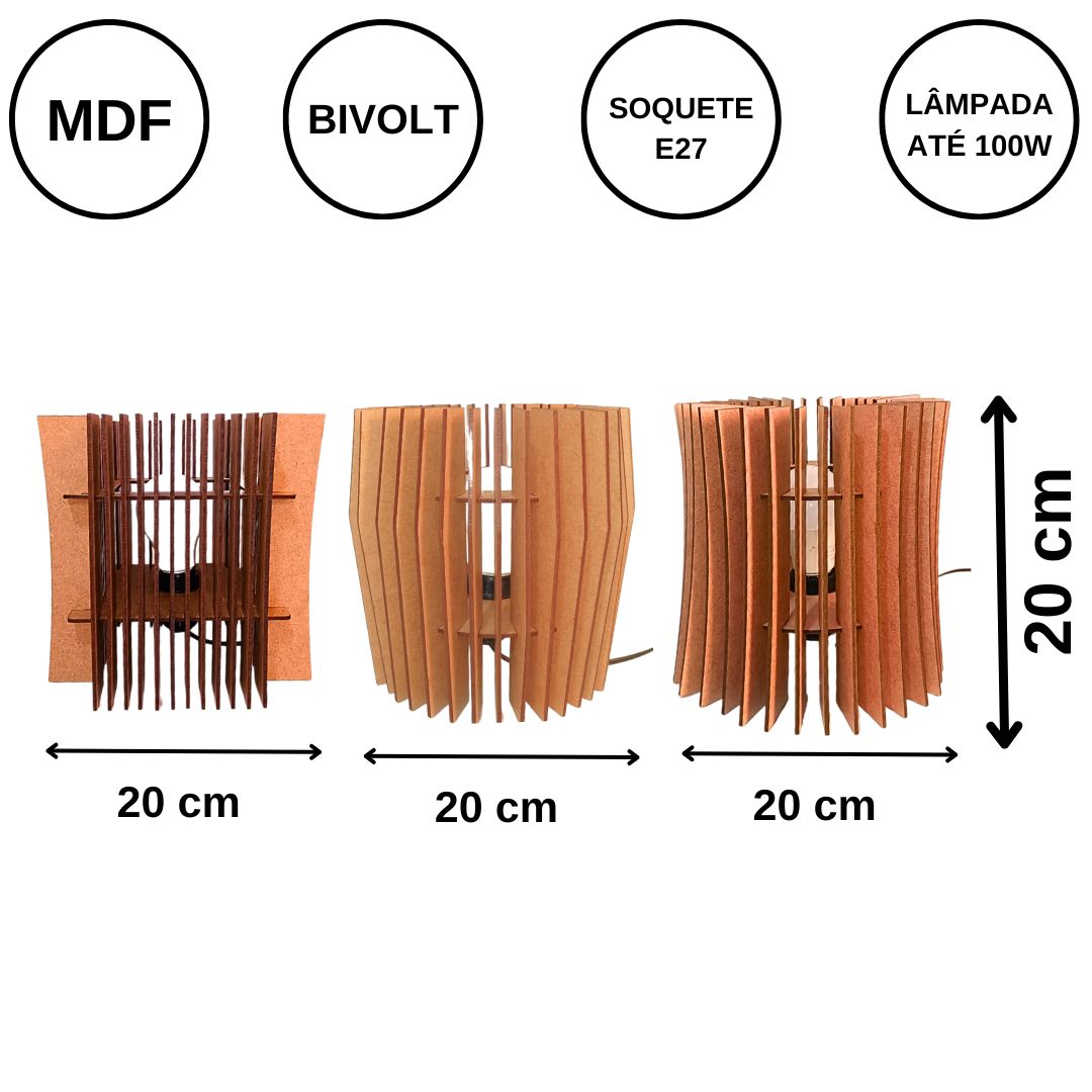 Kit com 3 abajures de Mesa