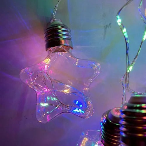 Fio De Led Com 10 Lâmpadas Estrelas Fio De Fada USB e Pilha AA