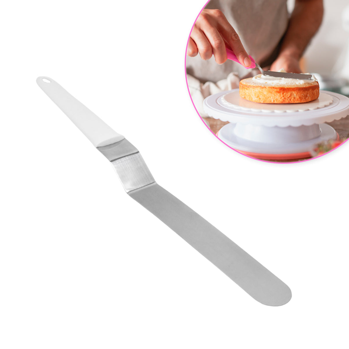 Espatula De Confeiteiro Bolos Decoração Confeitaria Inox Cabo 38cm Curvo
