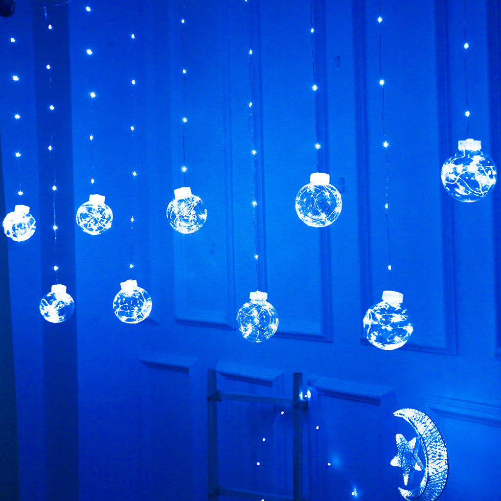 Cortina Led Com 10 Lampadas Bolas Incandescentes Fio De Fada
