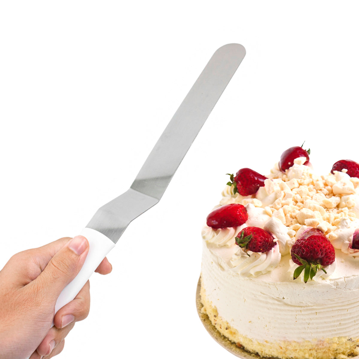 Espatula De Confeiteiro Bolos Decoração Confeitaria Inox Cabo 38cm Curvo