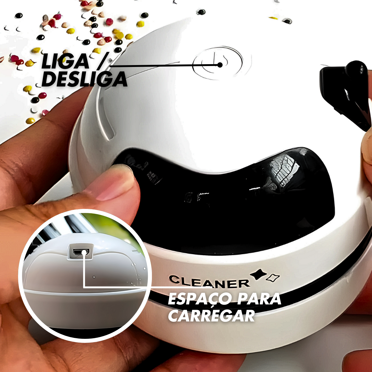 Mini Aspirador de Mesa Papa-Migalhas Recarregável