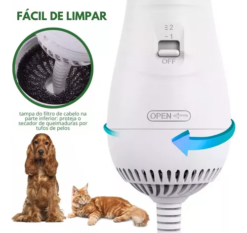 Secador Pet 2 em 1 De Pelo Escova Pente Tosa Portátil