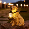Estátua de Cão com Luz Solar Decorativa